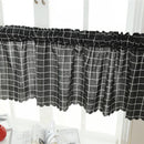 Roman Blackout Windows Half-Curtains Kitchen Short Valance (Black Plaid)