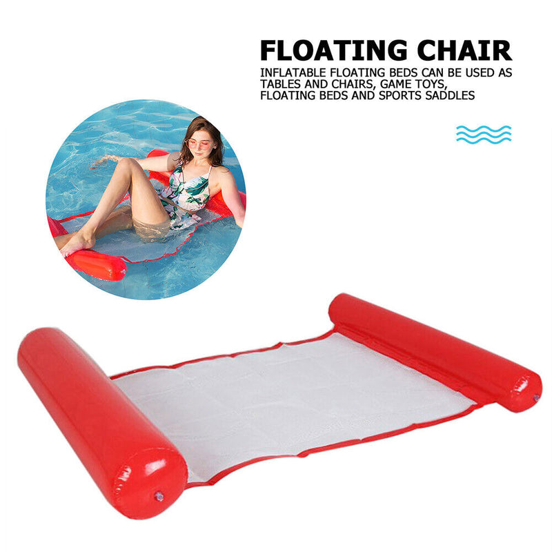 Water Hammock Inflatable Floating Swimming Pool Lounge Bed Chair (Red) Newly