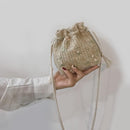 Straw Shoulder Satchel Bags Women Lace Flower Decor Drawstring Crossbody Handbag