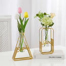 Triangle Rectangle Pentagram Heart Iron Art Glass Test Tube Hydroponic Vase