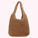 Womens Straw Beach Shoulder Bags Female Summer Vacation Shopper Retro Handbags