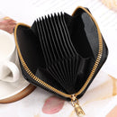 Women PU Leather Crocodile Wallet Business Zipper Holder Handbag (Black)
