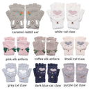 Fluff Gloves Half Finger Mittens Cartoon Animal Pattern Winter Fluffy Knitted