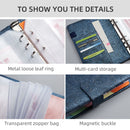 A6 Budget Binder Kit 6-Ring / PU Leather Money Organizer for Cash (Blue) Newly