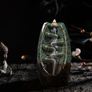 Incense Holder Ceramic Backflow Waterfall Incense Burner with 50 Cones (D) Newly