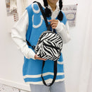 Preppy Style Canvas Zebra Print Backpack Women Travel School Rucksack (A)