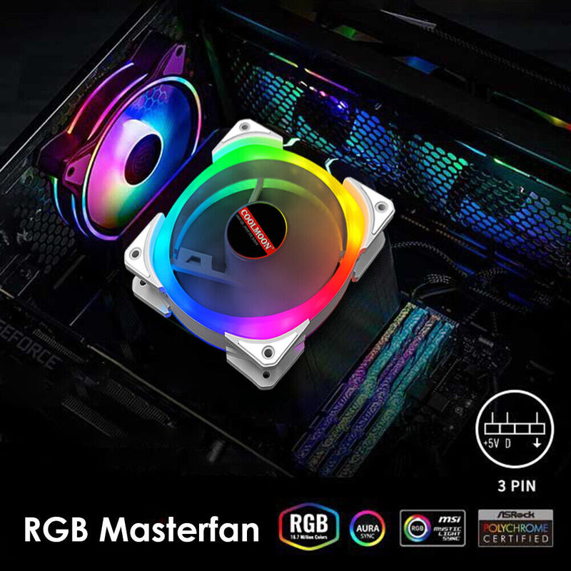 PC ARGB Cooling Fan 12V RGB 6 Pin 120mm Quiet Wireless Computer Case Cooler