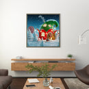 Hand Painted on Canvas DIY Christmas Cottage Oil Paint By Numbers Drawing Kit
