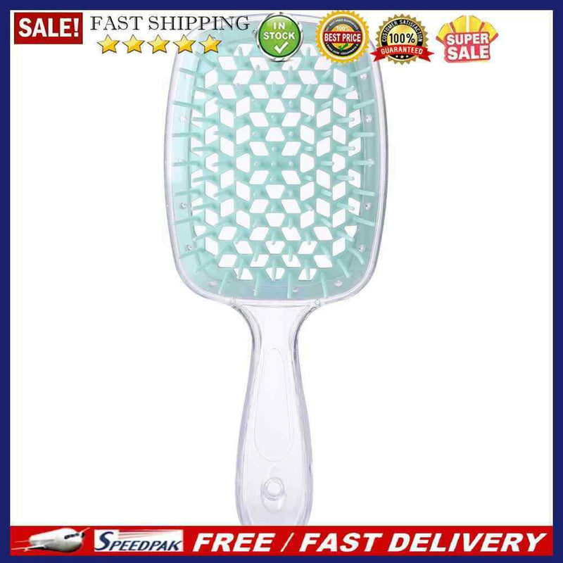 Wide Teeth Air Cushion Comb Scalp Massage Hair Brush (Transparent Blue)