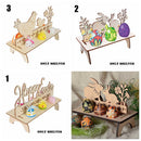 Rooster Rabbit Pattern Easter Egg Holder Shelves Wooden Happy Easter Stand Rack
