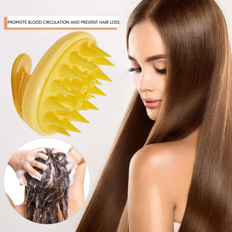 Silicone Head Body Massage Brush Hair Washing Clean Comb Hair Care (Yellow)
