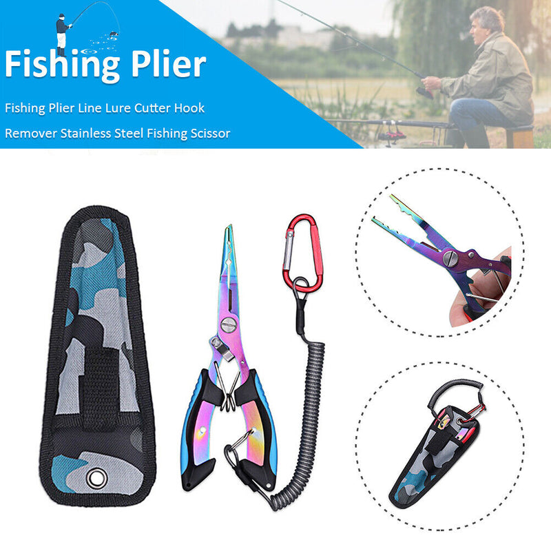 Steel Fishing Plier Tongs Lure Braid Line Cutter Hook Remover Fishing Scissors