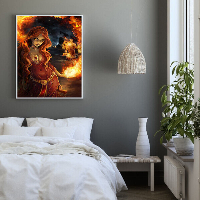Redhead Witch Oil Paint By Numbers Drawing DIY Picture for Adults Children Decor