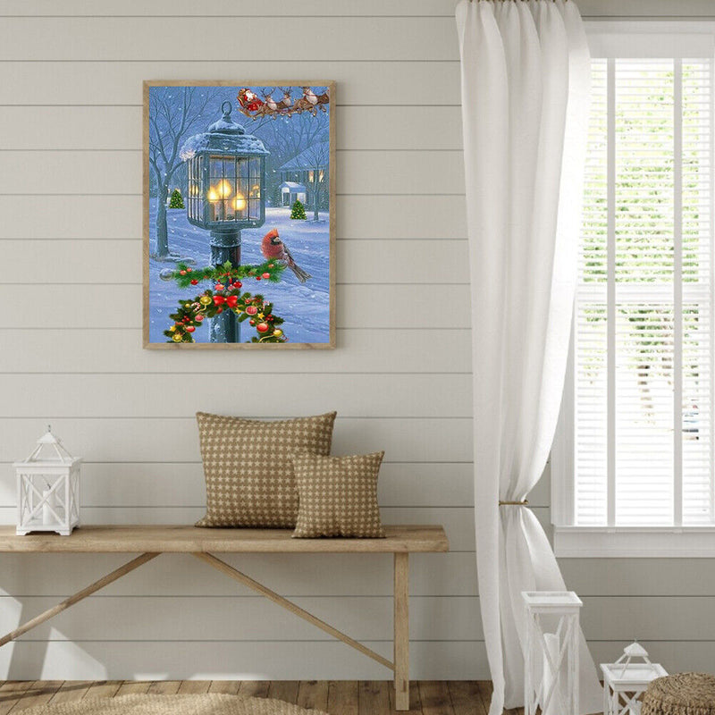 Diamond Painting DIY Street Lamp Bird Full Round Drill Rhinestone Picture