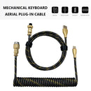 Type C Mechanical Keyboard Coiled Spring Wire Aviator Cable (3x RGB Black)