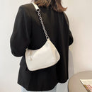 Fashion Women PU Pure Color Shoulder Underarm Hobos Bag Handbag (White)