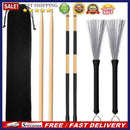 6psc/Lot Drum Sticks Wooden Drumsticks Set Steel Wire Brushes with Storage