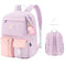 #A Backpack Hit Color Middle School Student Book Bag Casual Daypack with Pendant