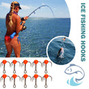 10pcs Ice Fishing Sharpened Treble Hooks Carbon Steel Mini Hook Red (10) Newly