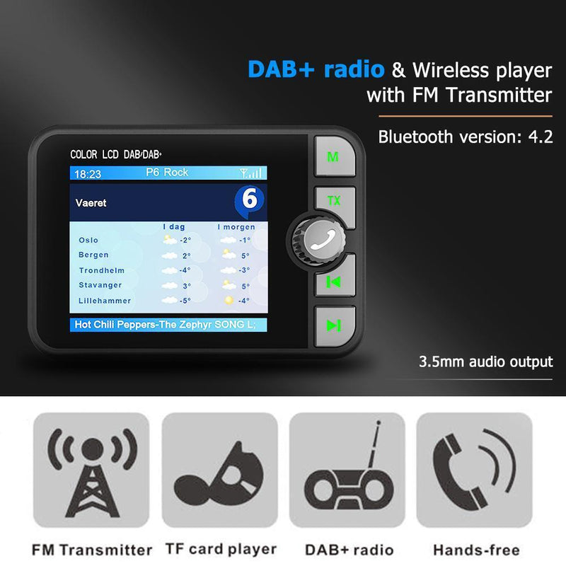 C6 Car DAB Radio Receiver FM Transmitter Bluetooth-compatible Handsfree Mus