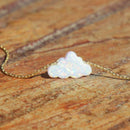 For Women Girls Necklace Stainless Steel Chain Pendant White Cloud Shape