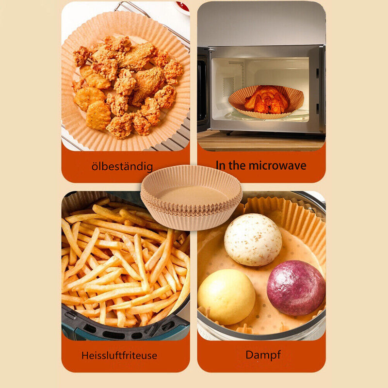 100pcs Air Fryer Liner Mat Paper Baking Mats + Transparent Disposable Glove