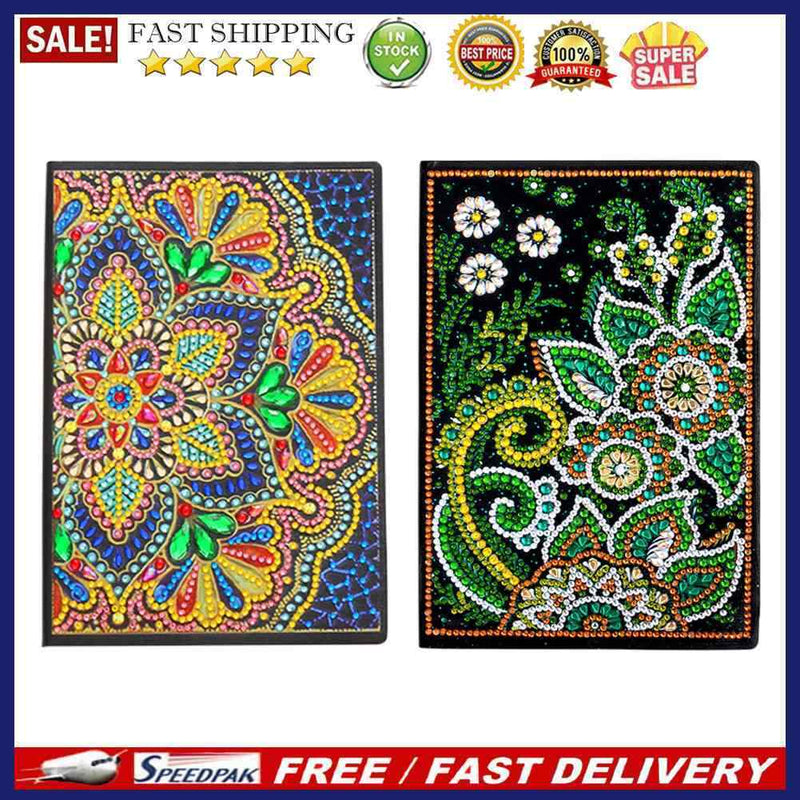 DIY 5D Mosaic Drawing Flower Leaves Notebook Part Special Shape Rhinestone