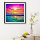 Oil Paint By Numbers Picture DIY Drawing Ocean Sunset Painting Kit Artwork
