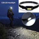 3 Modes Strong LED COB Headlight Outdoor Camping Mini Flashlight (Black) Newly