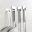 Steel Hooks Hanger Self-Adhesive Robe Towel For Kitchen Bathroom CA D6E6