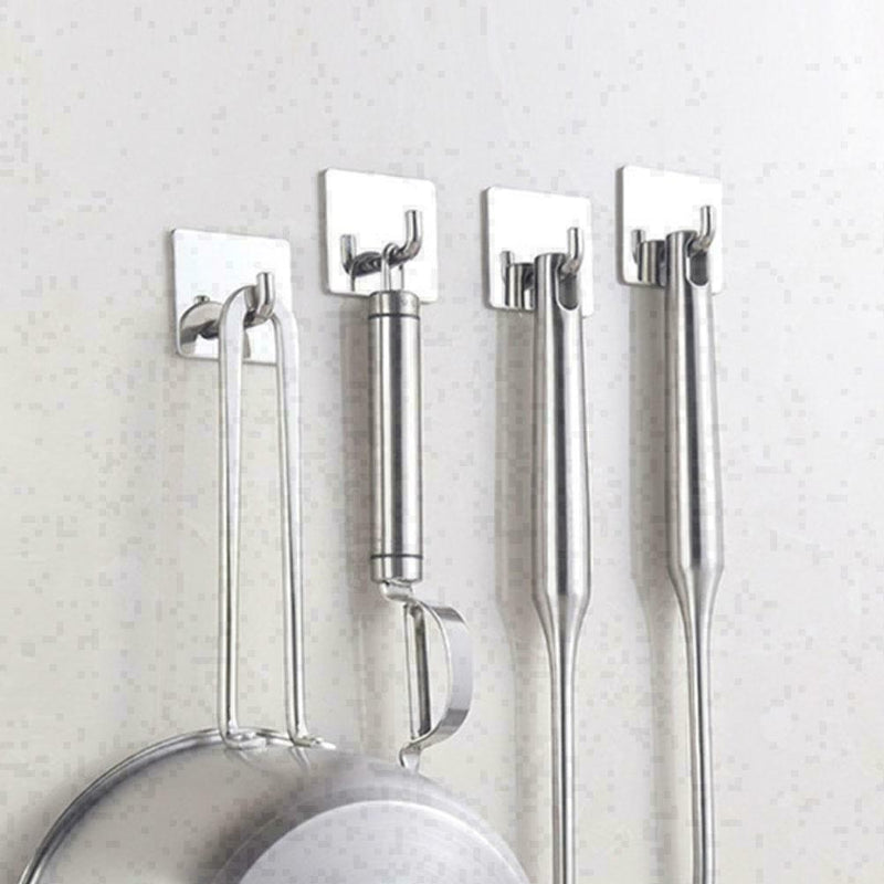 Steel Hooks Hanger Self-Adhesive Robe Towel For Kitchen Bathroom CA D6E6