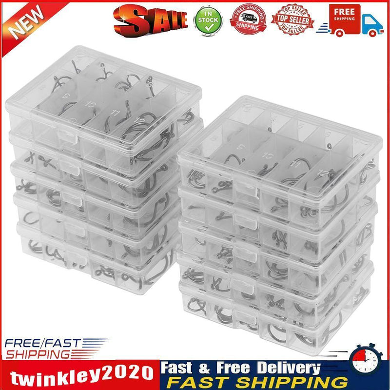 500pcs/set No.3-12 10 Types Black Nickel Fishing Hooks Fishing Accessories Newly