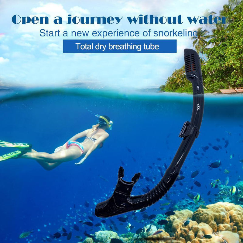 Diving Snorkel Full Dry Underwater Breathing Tube Snorkeling Gear (Black)