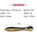 5pcs Luminous Loach 7cm 2g Lures Sinking Artificial Soft Fishing Bait (C)