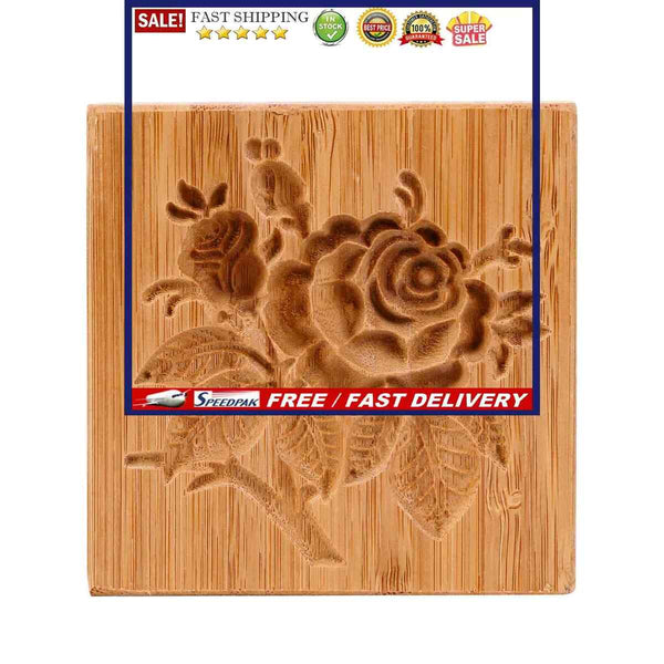 Wooden Cookie Mold Flower Pine Cone Shape Carved Stamp for Biscuit Baking Too