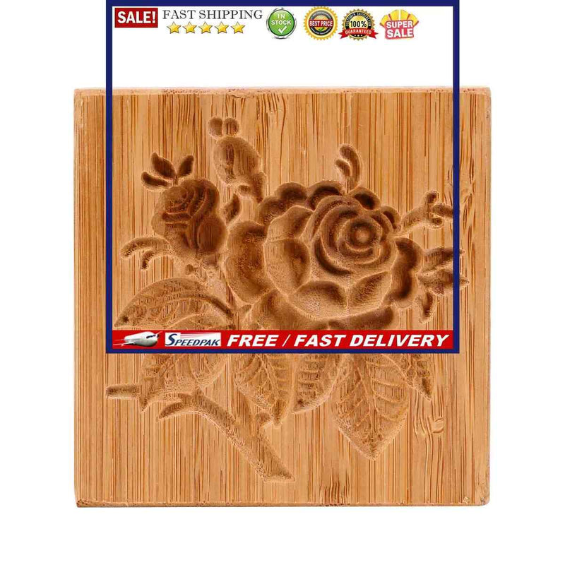 Wooden Cookie Mold Flower Pine Cone Shape Carved Stamp for Biscuit Baking Too