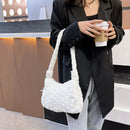 Women Soft Warm Plush Handbags Fluffy Underarm Bags Shoulder Top-handle Bags