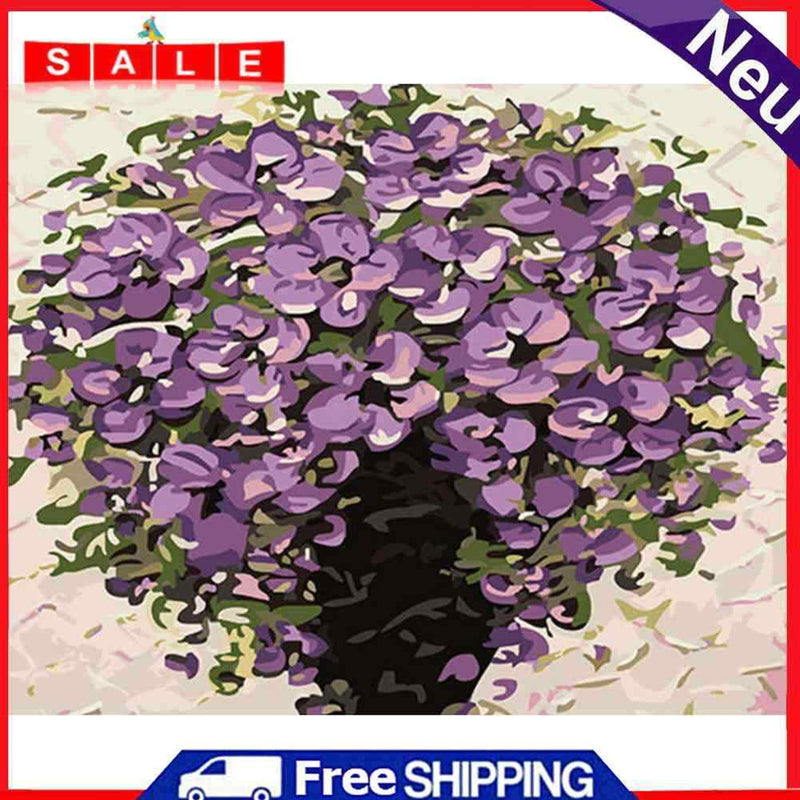 40x50cm Handpainted Acrylic DIY Purple Flower Oil Painting Canvas By Numbers