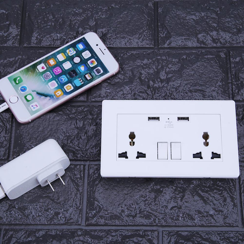 2.1A Wall Socket Dual USB Port Power Adapter Outlets Panel Universal Plug Newly