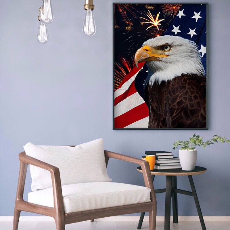 DIY Independence Day Eagle Flag Full Drill Round 5D Diamond Painting Handmade