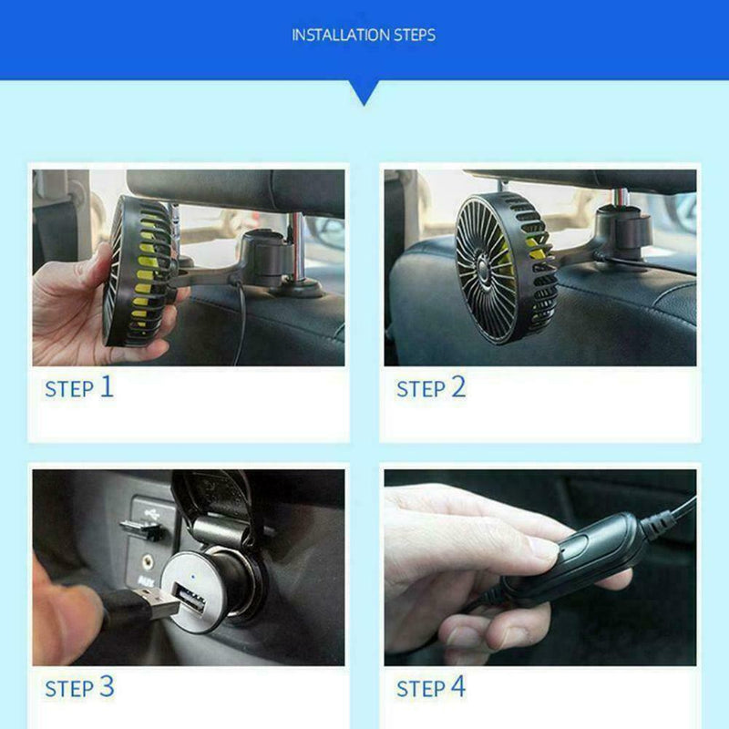 Adjustable 3 Speed USB Fan Air Cooling Fans For Car Rear Study School Seat D6H8