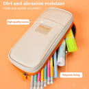 Canvas Pencil Case Double Layer Large Capacity Stationery Pen Box (Yellow) Newly