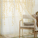 Pastoral Style Willow Floral Window Curtain Living Room Decor(Yellow)