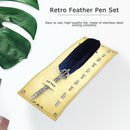 Calligraphy Feather Dip Pen+5 Nib Writing Quill Fountain Pen (Navy Blue)