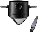 Stainless Steel Folding Coffee Filter with Brush Coffee Dripper (Black) Newly