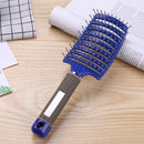 Plastic Nylon Anti-Static Hair Brush Curved Row Scalp Massager Comb (Blue)