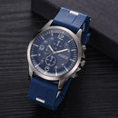 Business Casual Men Quartz Watch Silicone Strap Sports Wristwatches (Blue)