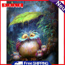 Hand Painted Oil Paint by Numbers DIY Rain Owl Drawing Wall Decoration Gift Kit