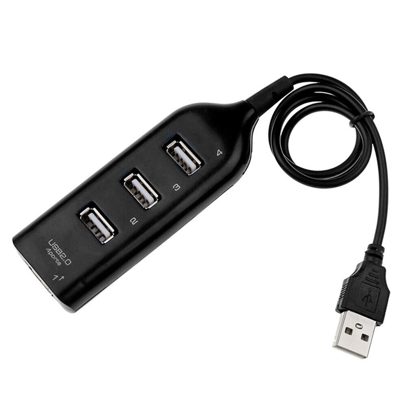 USB Hub 5Mbps High Speed Multi USB 2.0 Adapter 4 Port Splitter (Black)
