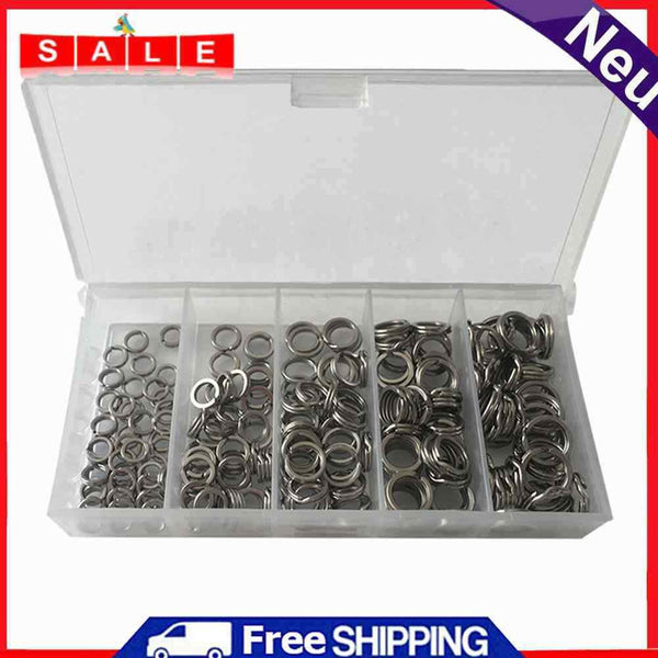 Powlance Stainless Steel Fishing Split Rings, 200-Count